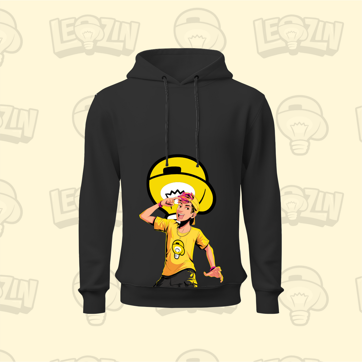 NOVO MOLETOM BLACK COM CAPUZ E CORDÃO LEOZINHO