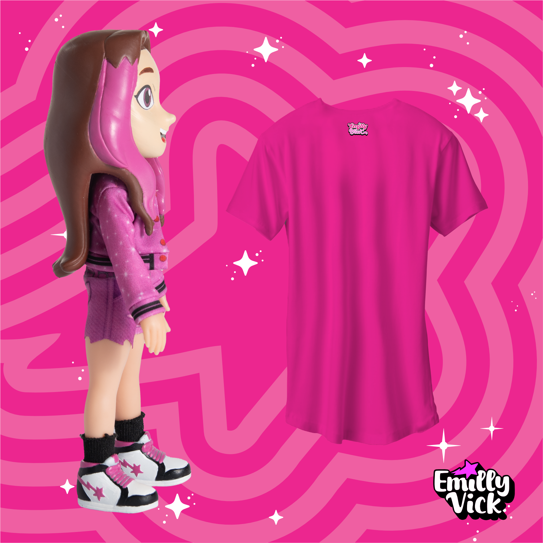 BONECA  EMILLY VICK, GRÁTIS CAMISETA EMILLY VICK