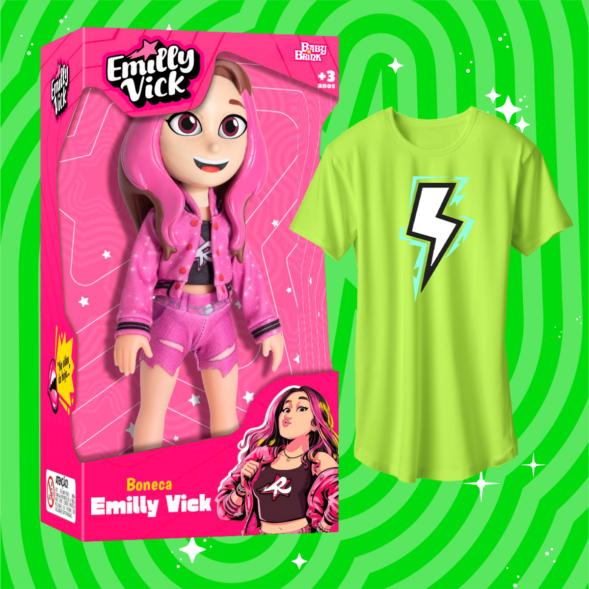 BONECA  EMILLY VICK, GRÁTIS CAMISETA VOID