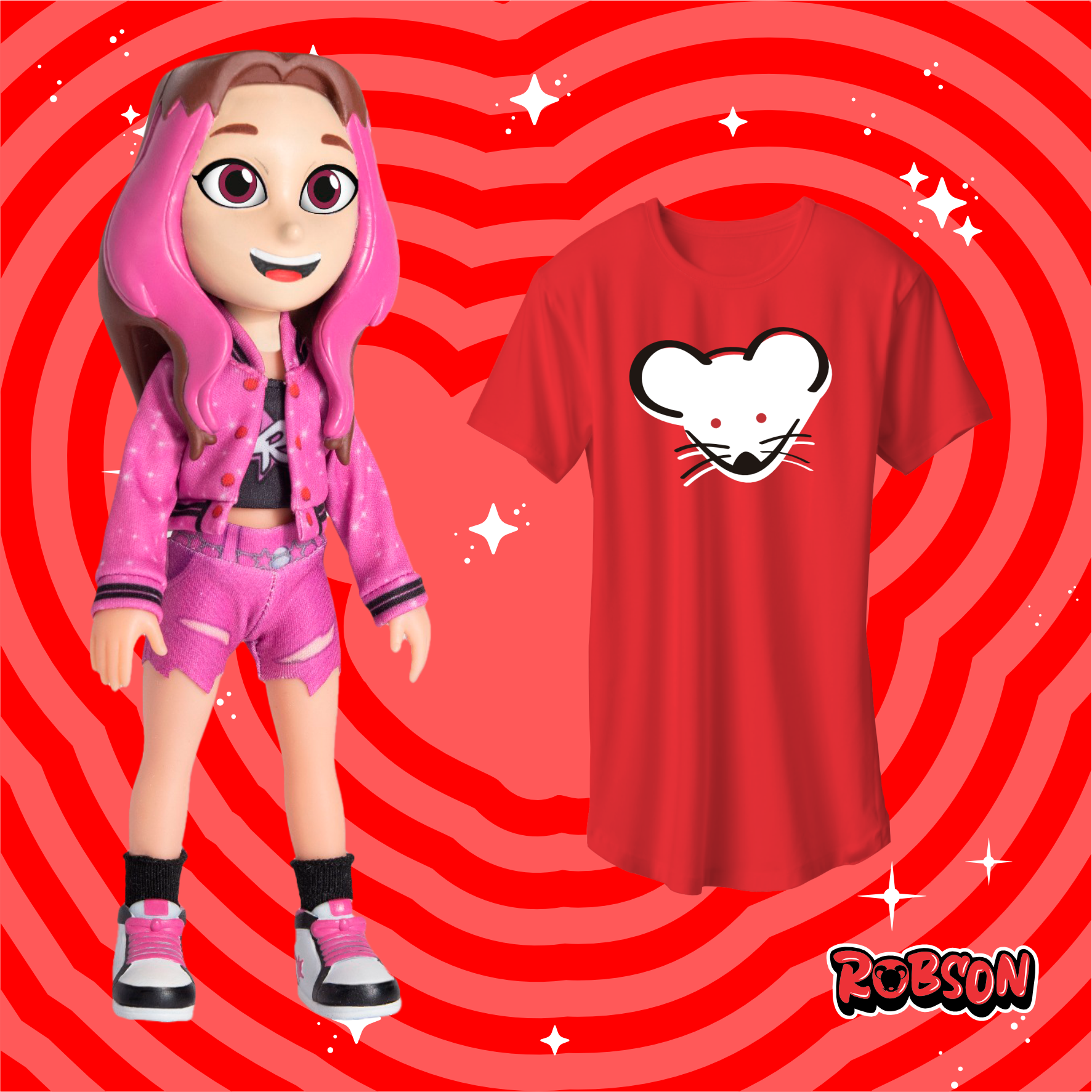 BONECA  EMILLY VICK, GRÁTIS CAMISETA ROBSON