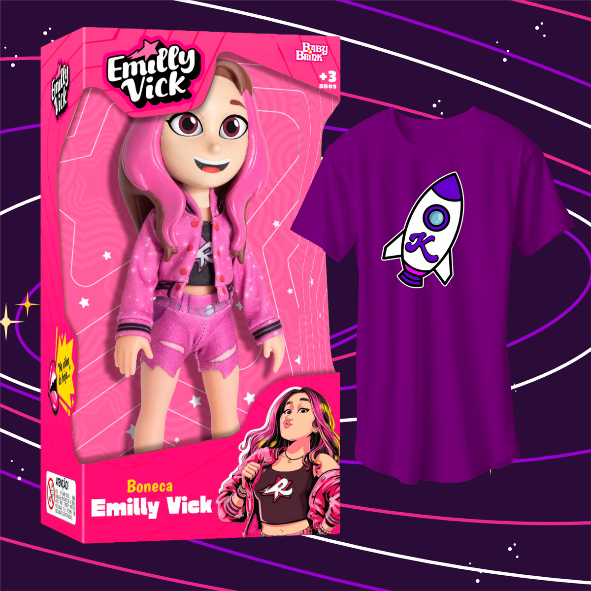 BONECA EMILLY VICK, GRÁTIS CAMISETA KATLEN