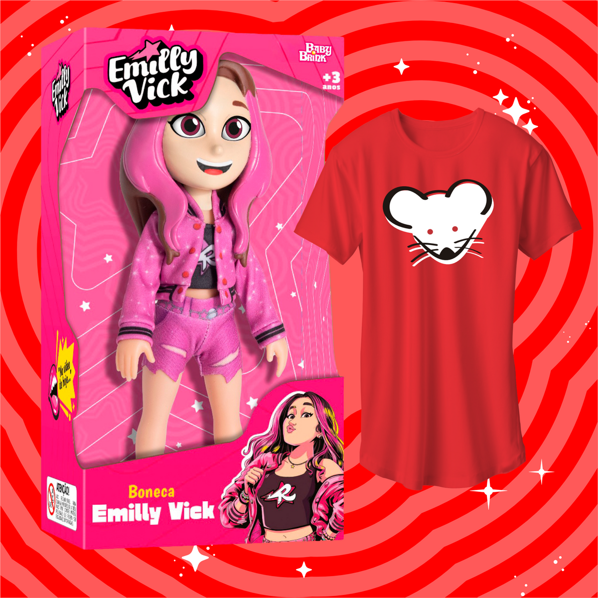 BONECA  EMILLY VICK, GRÁTIS CAMISETA ROBSON