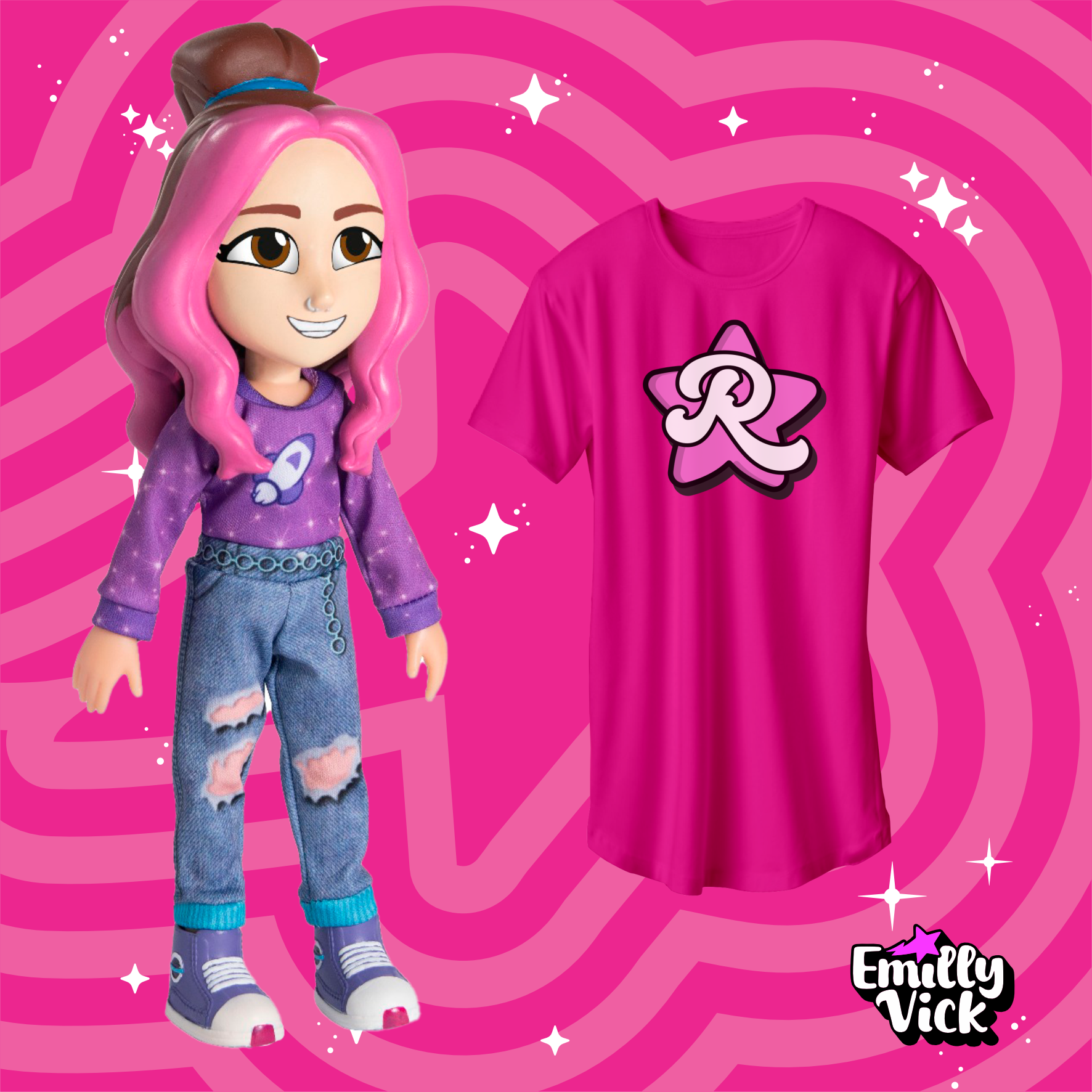 BONECA KATLEN, GRÁTIS CAMISETA EMILLY VICK