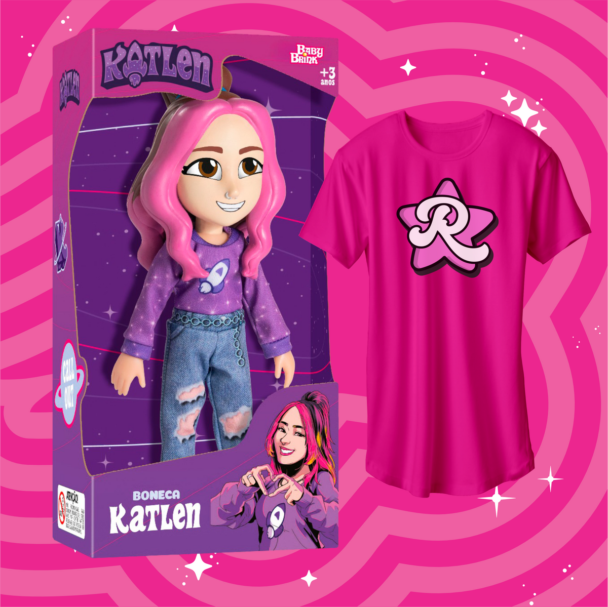 BONECA KATLEN, GRÁTIS CAMISETA EMILLY VICK