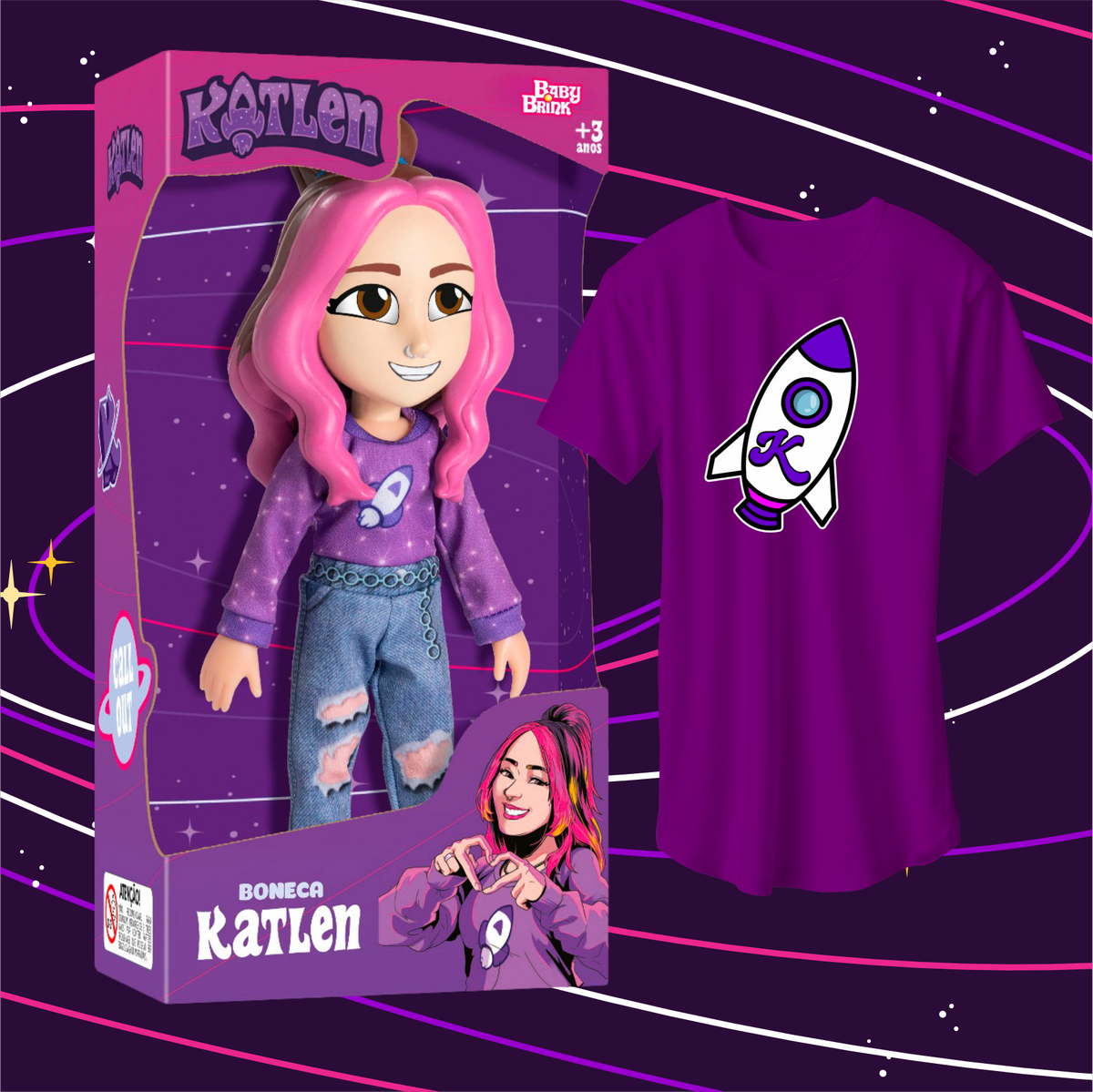 BONECA KATLEN, GRÁTIS CAMISETA KATLEN