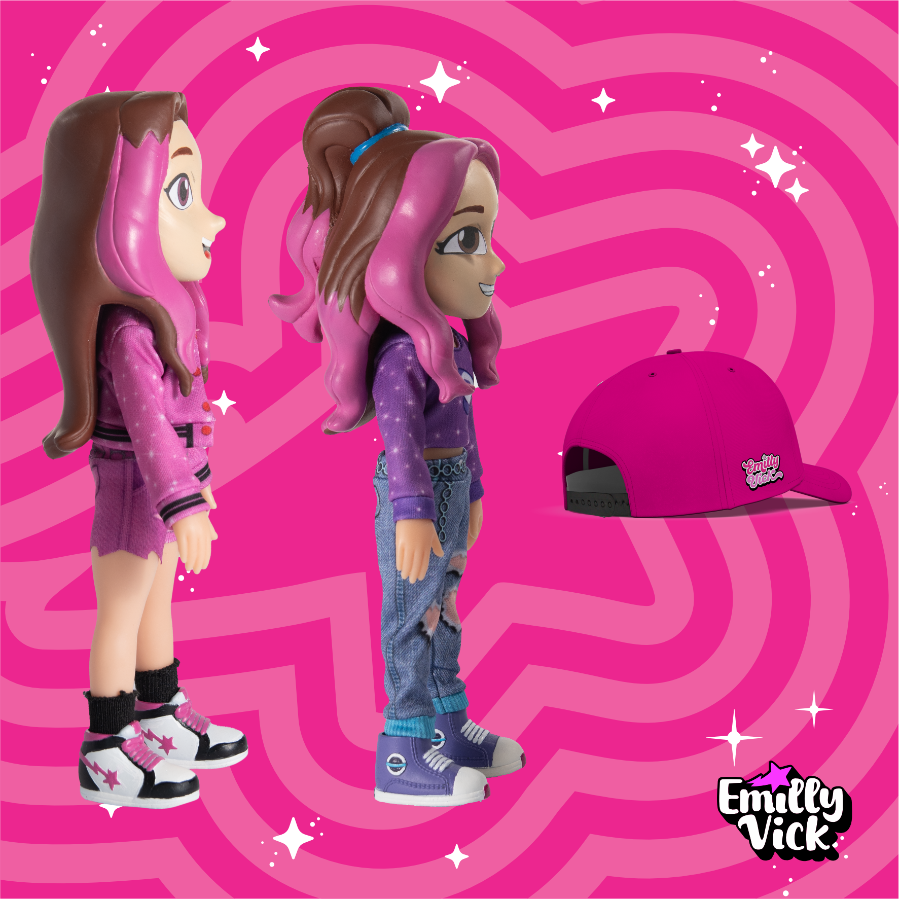 KIT 2 BONECAS EMILLY VICK E KATLEN, GRÁTIS BONÉ EMILLY VICK