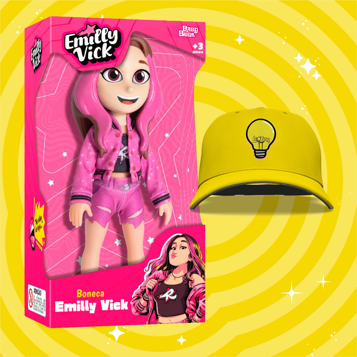 BONECA  EMILLY VICK, GRÁTIS BONÉ LEOZINHO