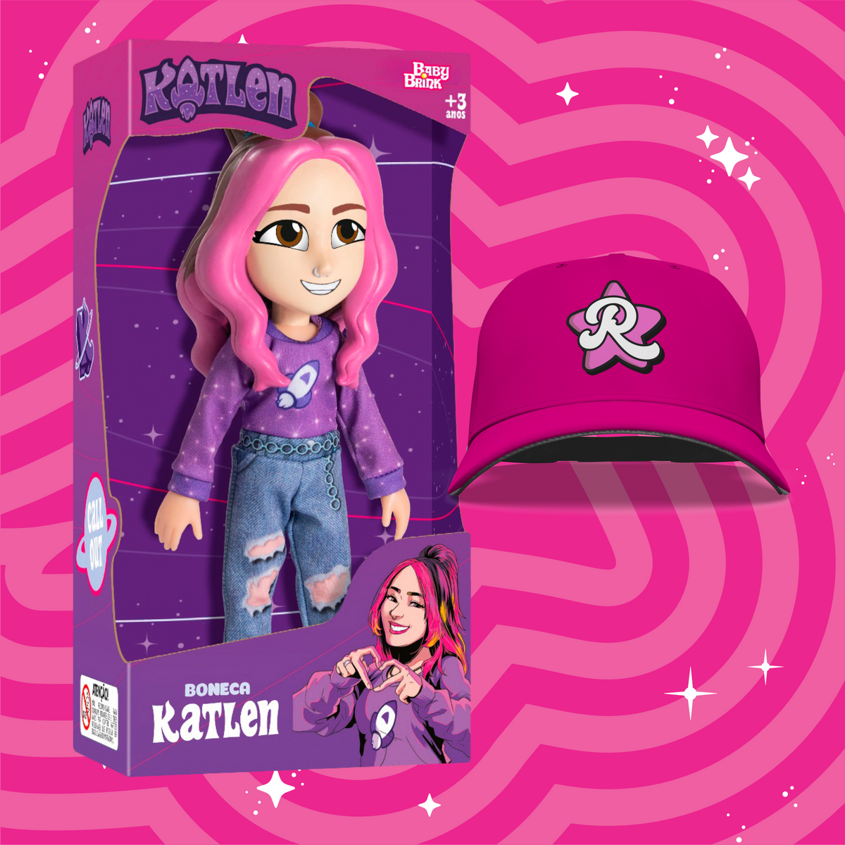 BONECA KATLEN, GRÁTIS BONÉ EMILLY VICK